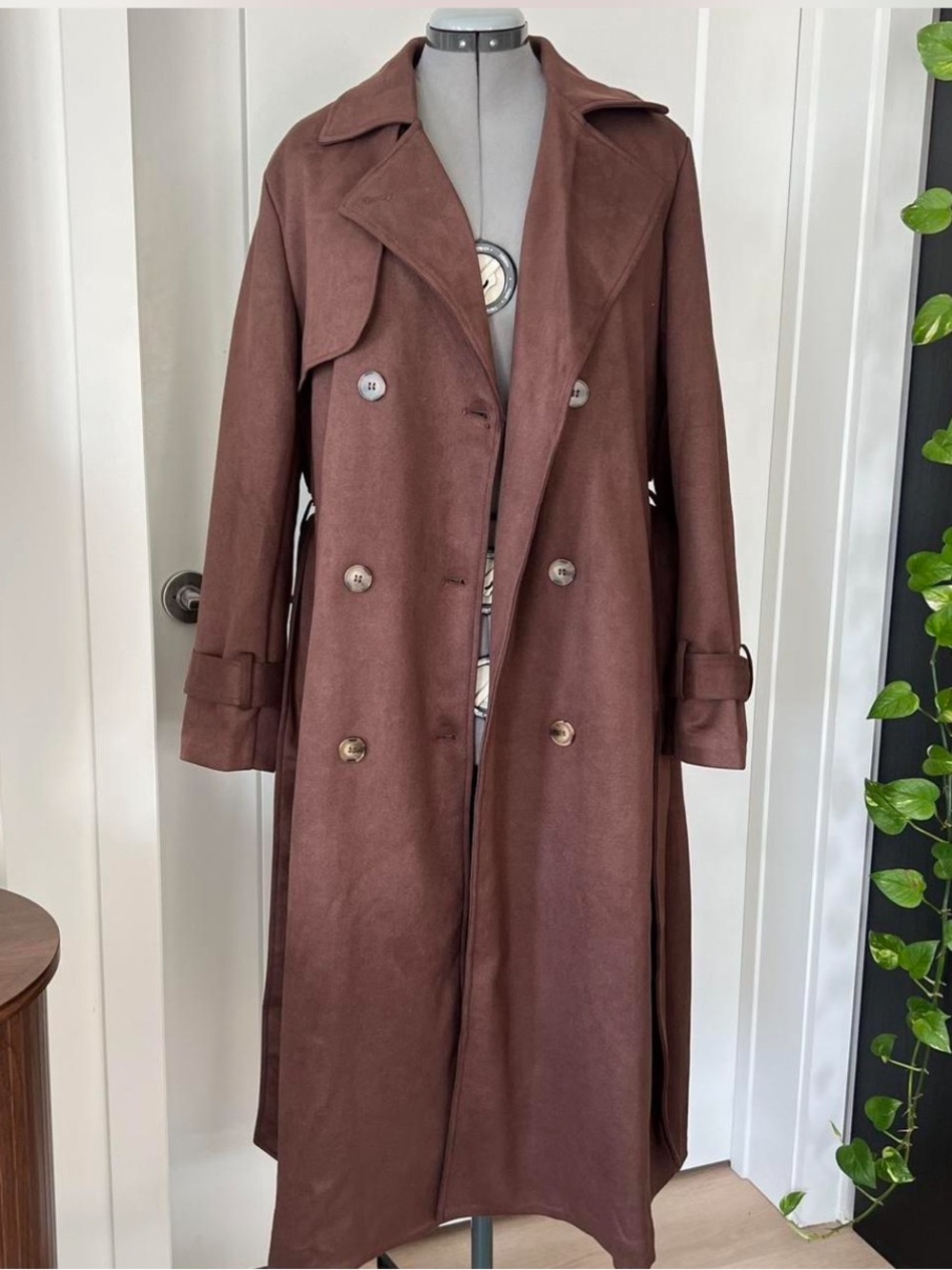 Brown Double-Breasted Trench Coat